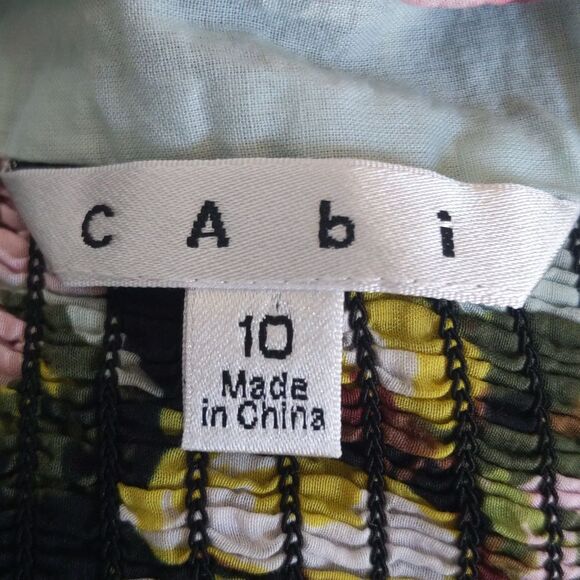 CAbi style #340 tropical tank, cotton/silk, criss cross straps, lined, size 10 - Picture 6 of 8